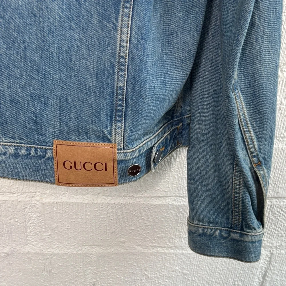 Gucci GG Logo Collared Button Up Denim Men's Jacket sz 54/XXL
